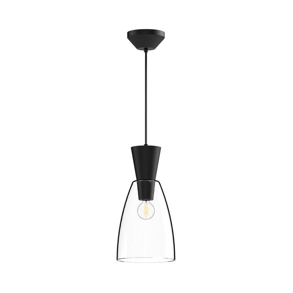 ALORA MOOD Lighting PD534007MBCL Pendant, Clear Glass/Matte Black