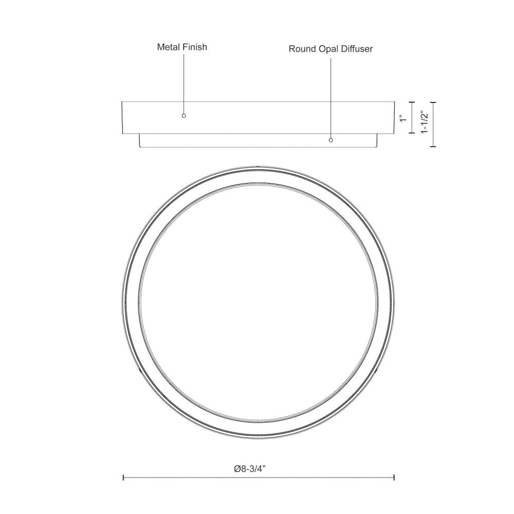 Kuzco EC44509-GY Ceiling Fixture, LED, Exterior Use, Gray