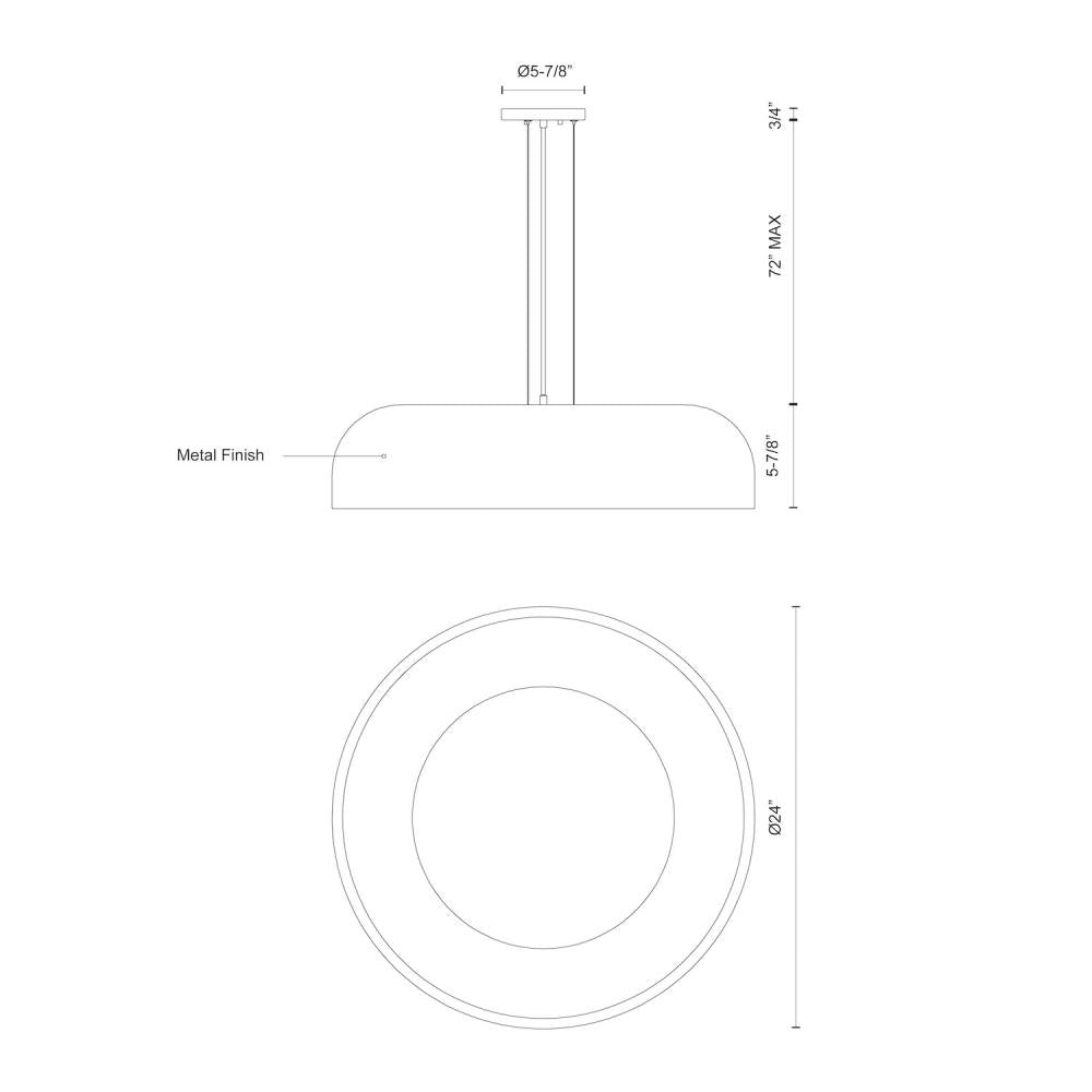 Kuzco PD13124-WH Pendant, 24-in, White LED, Steel Shade, Powder-Coated Finish