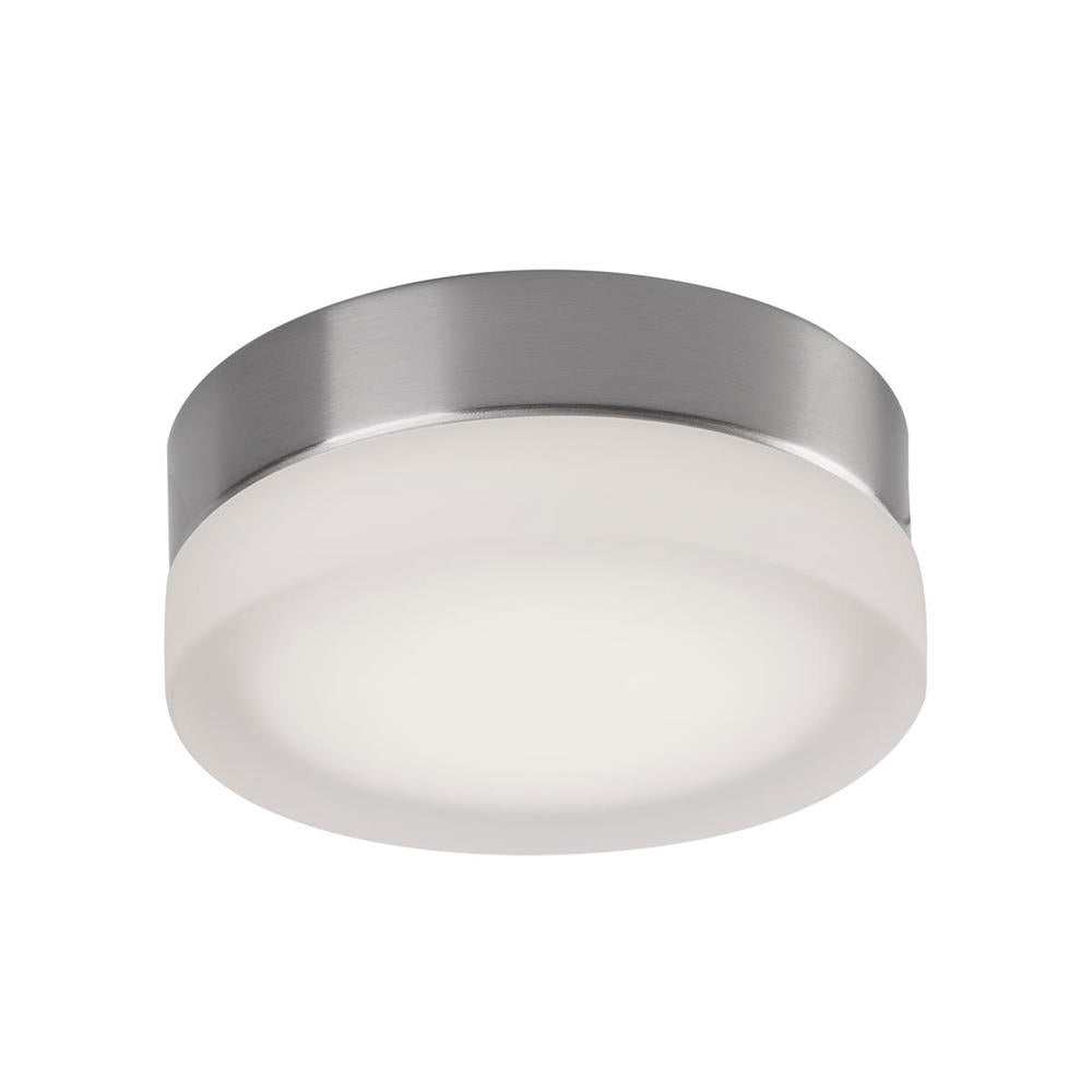 Kuzco FM3506-BN Bedford 6-in Flush Mount Fixture, UL Damp Rated, Brushed Nickel/Frosted