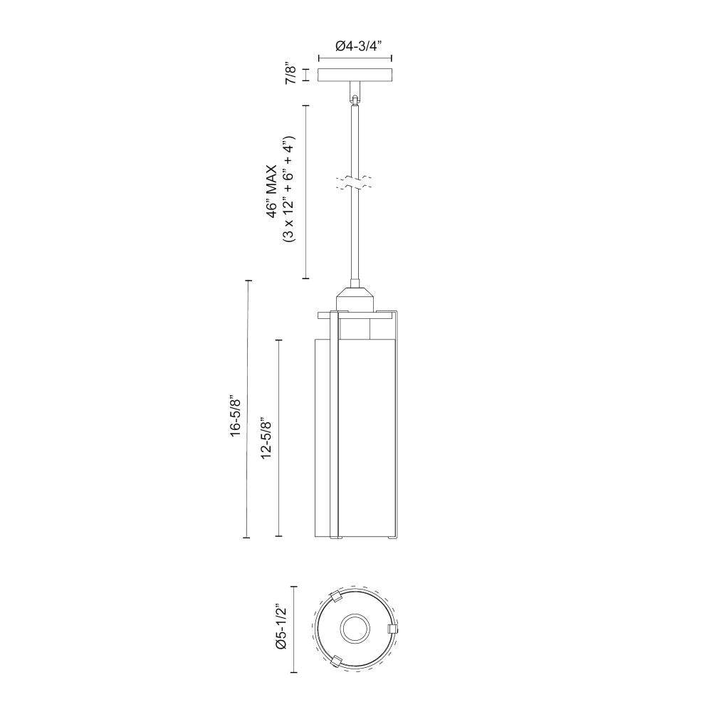 ALORA MOOD Lighting PD536005MBWC Pendant Light Fixture, UL Damp Rated, Clear Water Glass/Matte Black
