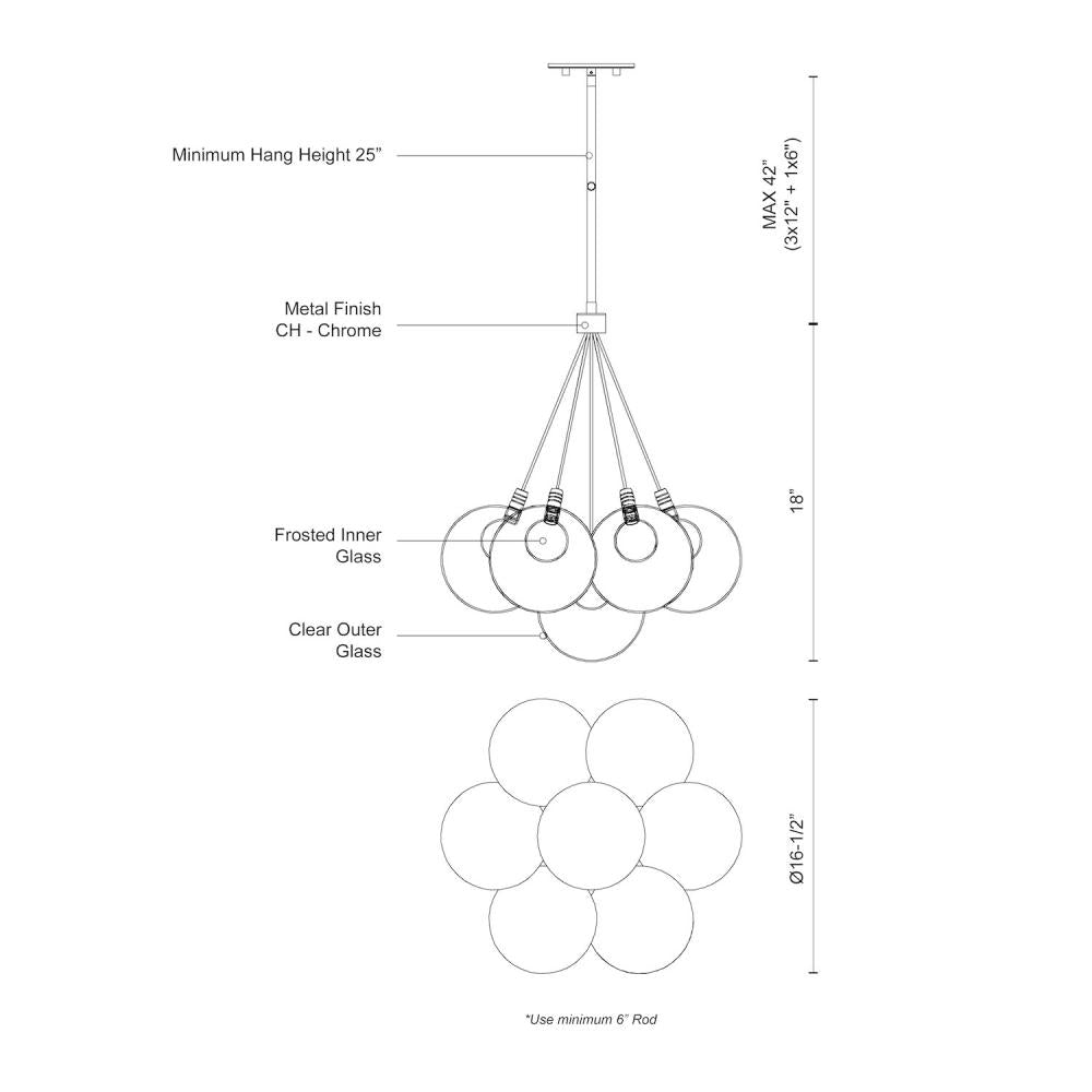 Kuzco Lighting CH3117 Chandeliers, 20W Watt LED, Chrome