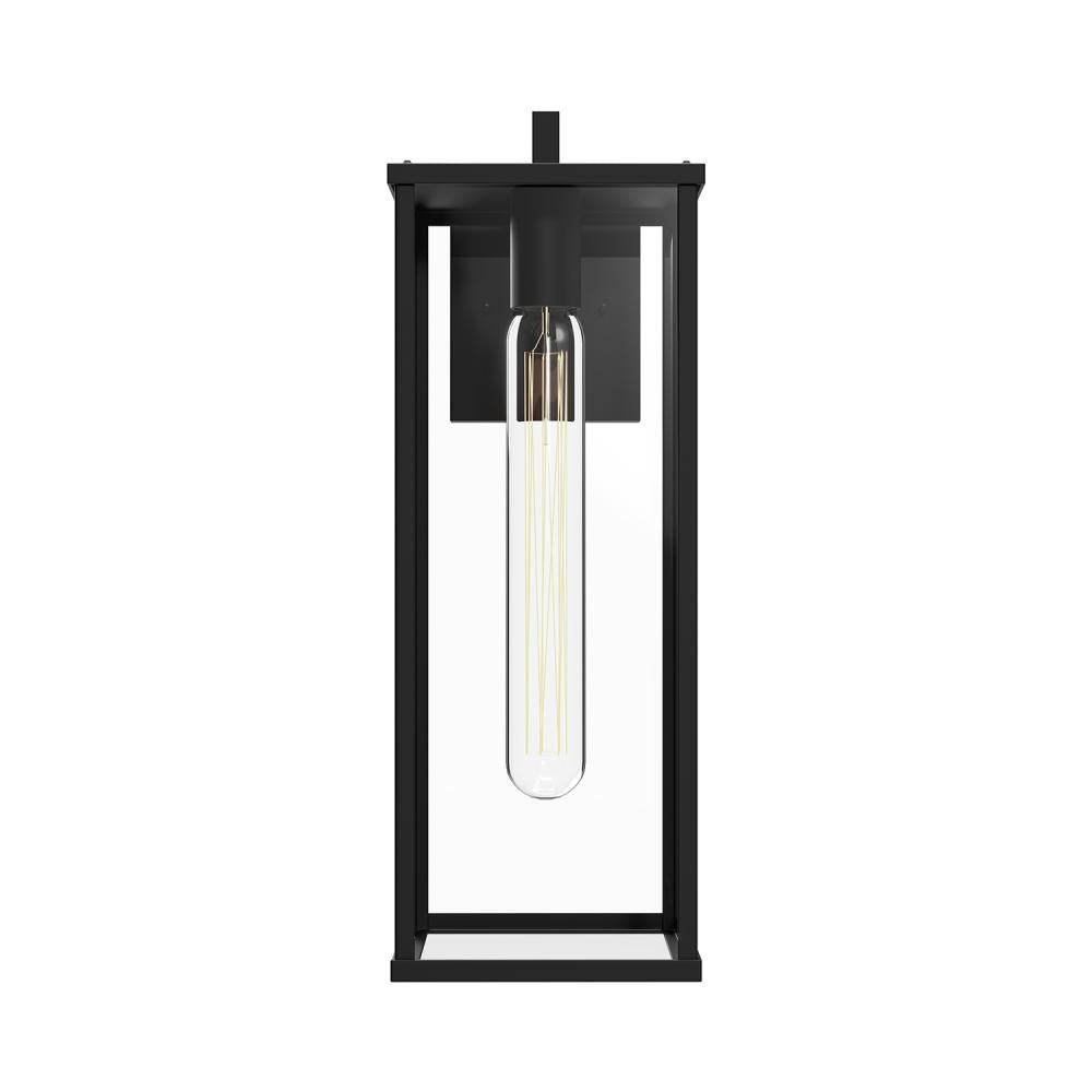 ALORA MOOD Lighting EW652707BKCL Exterior Wall Sconce, 1 Light, Clear Glass/Textured Black