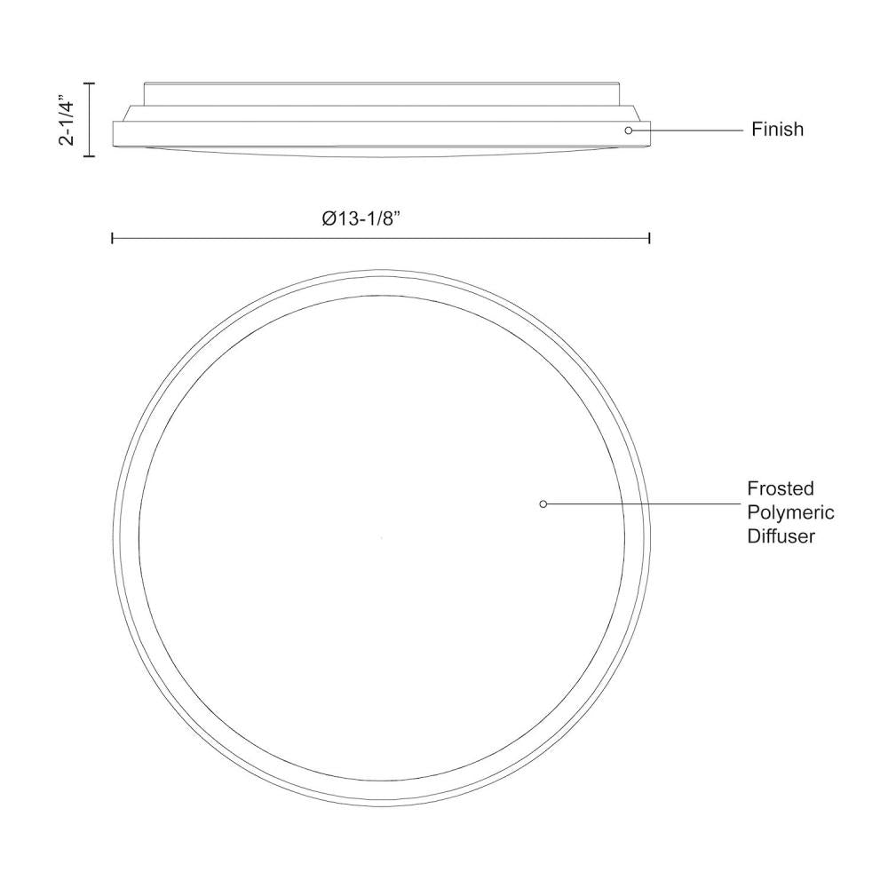 Kuzco Lighting FM43313-BK-5CCT Flush Mount, LED, 24W, Black