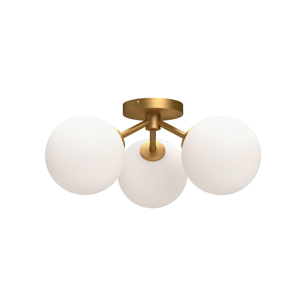 ALORA MOOD Cassia SF549315AGOP Semi Flush Mount, UL Damp Rated, Aged Gold/Opal Matte Glass