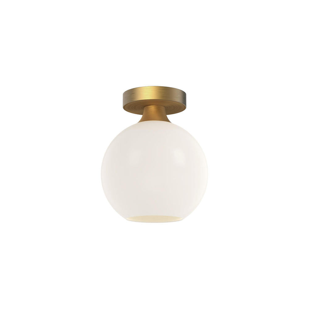 ALORA MOOD Lighting FM506108AGOP Flush Mount Fixture, UL Damp Rated, Aged Gold/Opal Matte Glass