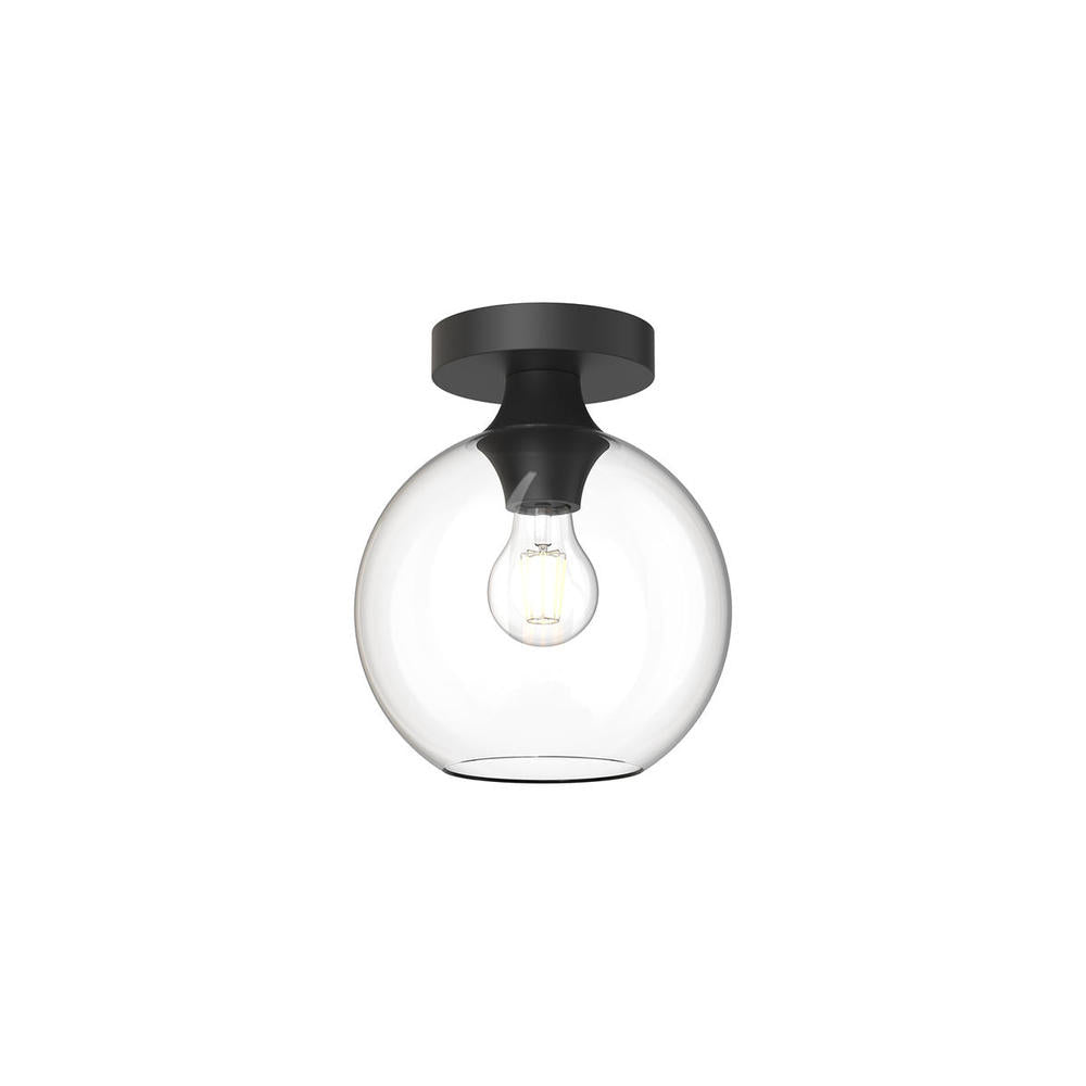 Kuzco Lighting FM506108MBCL Flush Mount, 1 Light, Clear Glass/Matte Black