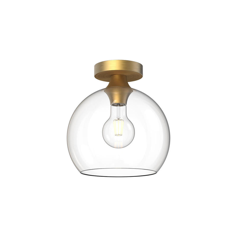 ALORA MOOD Lighting FM506210AGCL Flush Mount, 10-in Aged Gold/Clear Glass