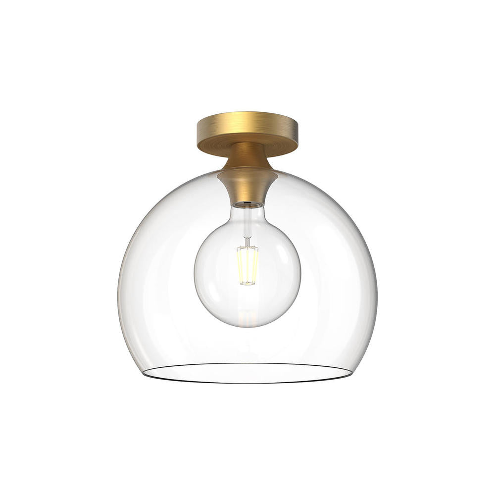 ALORA MOOD Lighting FM506312AGCL Flush Mount, 1 Light, Aged Gold/Clear Glass
