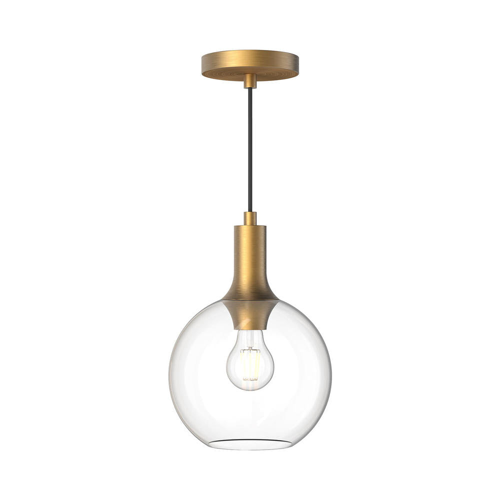 Kuzco PD506108AGCL Pendant Light Fixture, UL Damp Rated, Aged Gold/Clear Glass