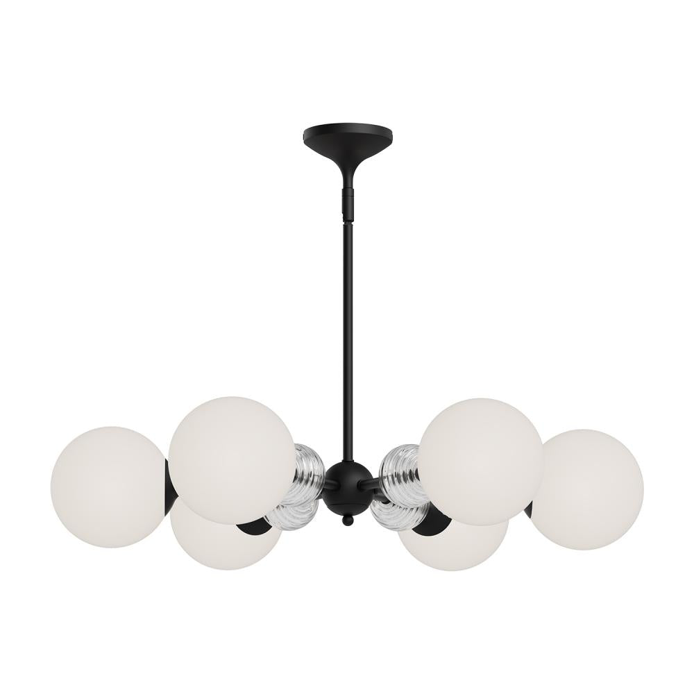 Alora Mood Lighting CH415330MBOP Chandeliers, 6 Lights, Matte Black/Opal Glass