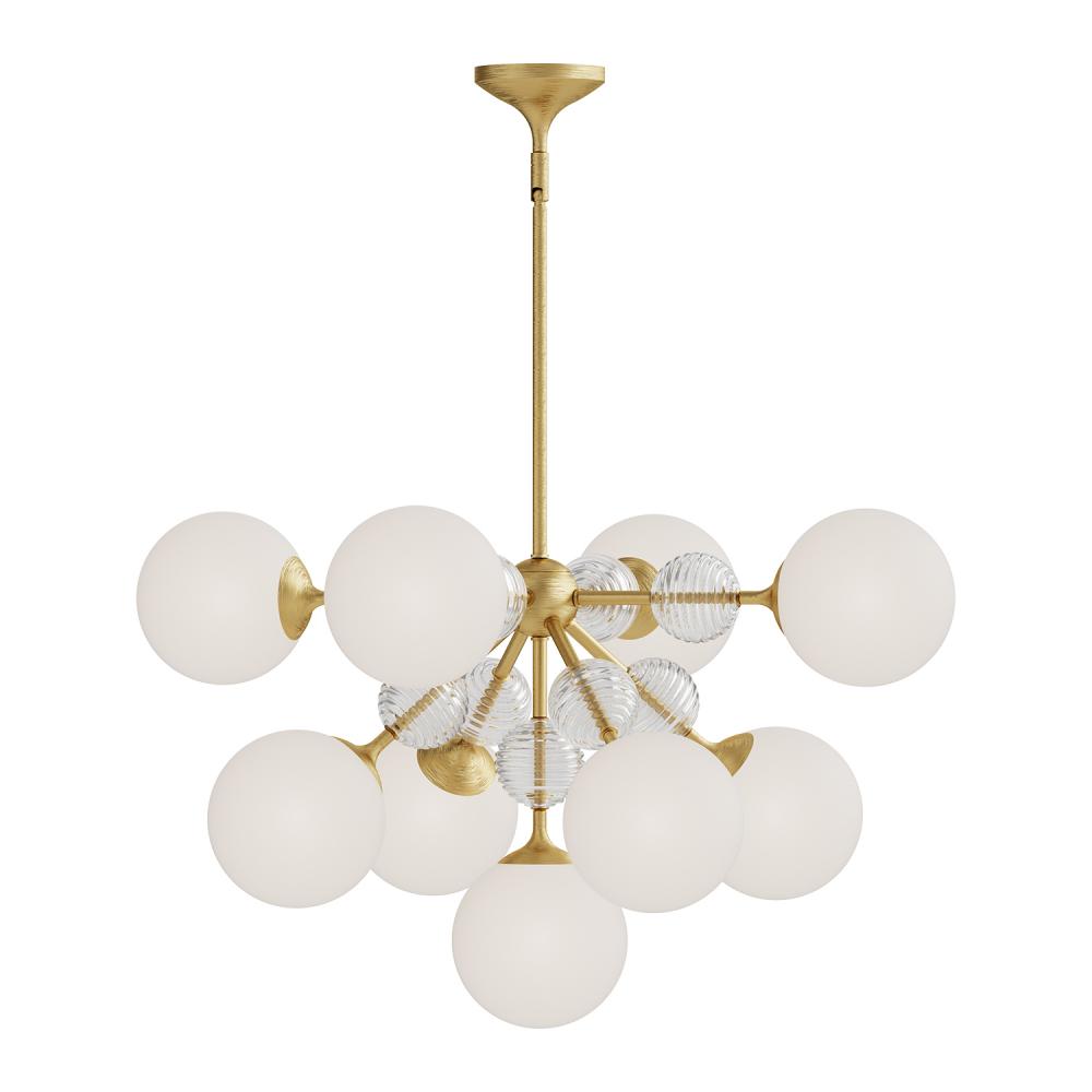 ALORA MOOD Lighting CH415331BGOP Chandeliers, Brushed Gold/Opal Glass
