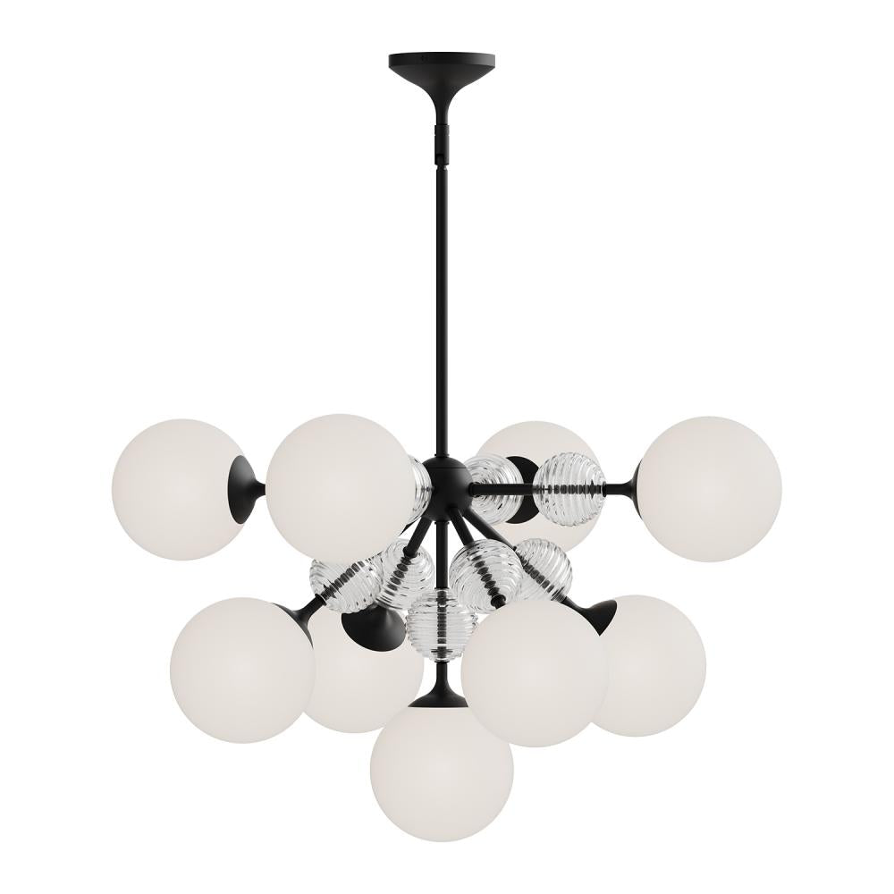 ALORA MOOD Lighting CH415331MBOP Chandeliers, Matte Black/Opal Glass