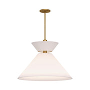 ALORA MOOD Chapelle PD543022AGWL Pendant Light Fixture, UL Damp Rated, Aged Gold/White Linen