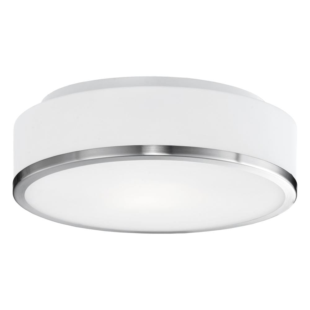 Kuzco Charlie 12-in FM6012-BN-5CCT LED Flush Mount Fixture, UL Damp Rated, Brushed Nickel