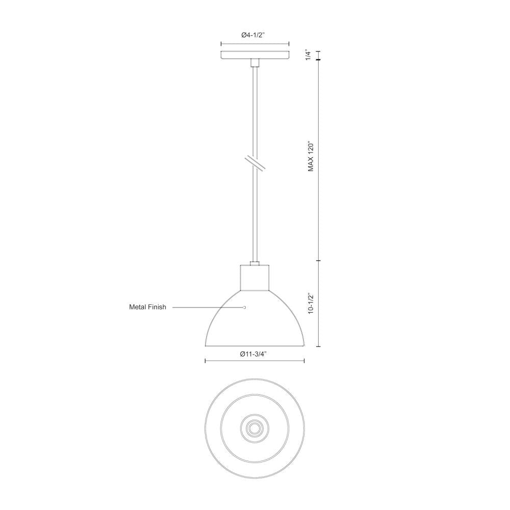 Kuzco Lighting PD1712-BN Pendant Light Fixture, UL Damp Rated, Brushed Nickel
