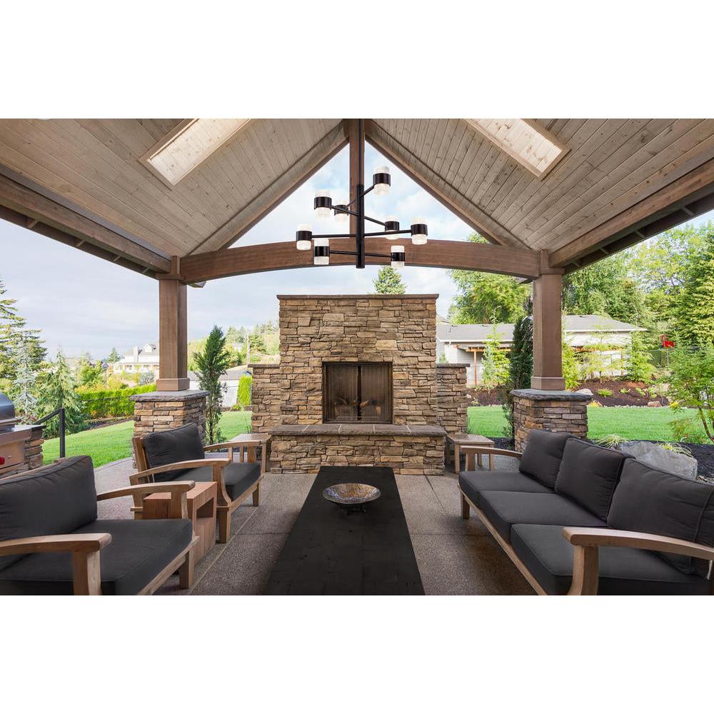 Kuzco Lighting EP48232-BK Copenhagen 24-in (4 Tier) Black LED Exterior Pendant, UL Rated, Black