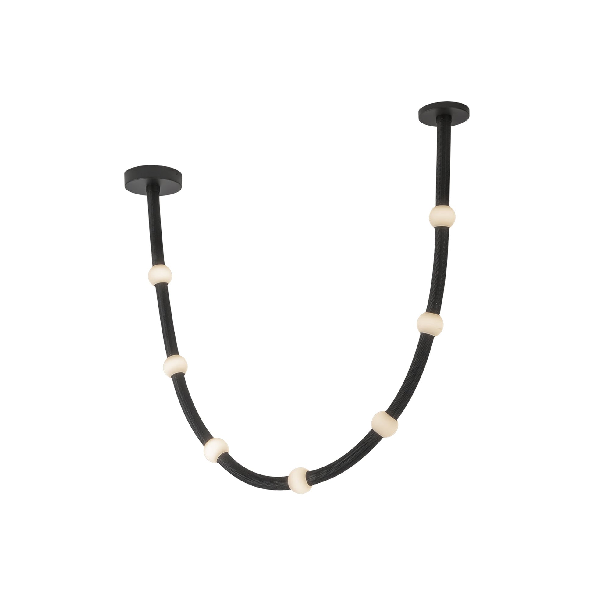 Kuzco Lighting PD39307-BK/OP-UNV Pendant, 7-ft Adjustable with Opal Glass Globes, Black Finish