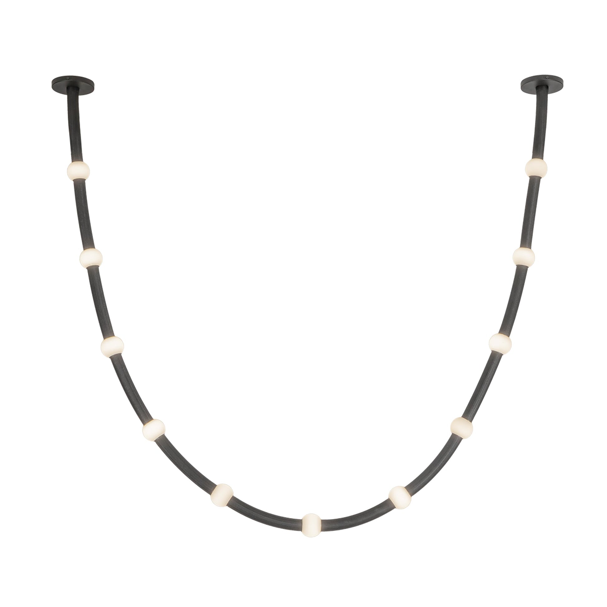 Kuzco Corda PD39310-BK/OP-UNV-010-RT Pendant, Adjustable Fabric Rope, Black/Opal Glass