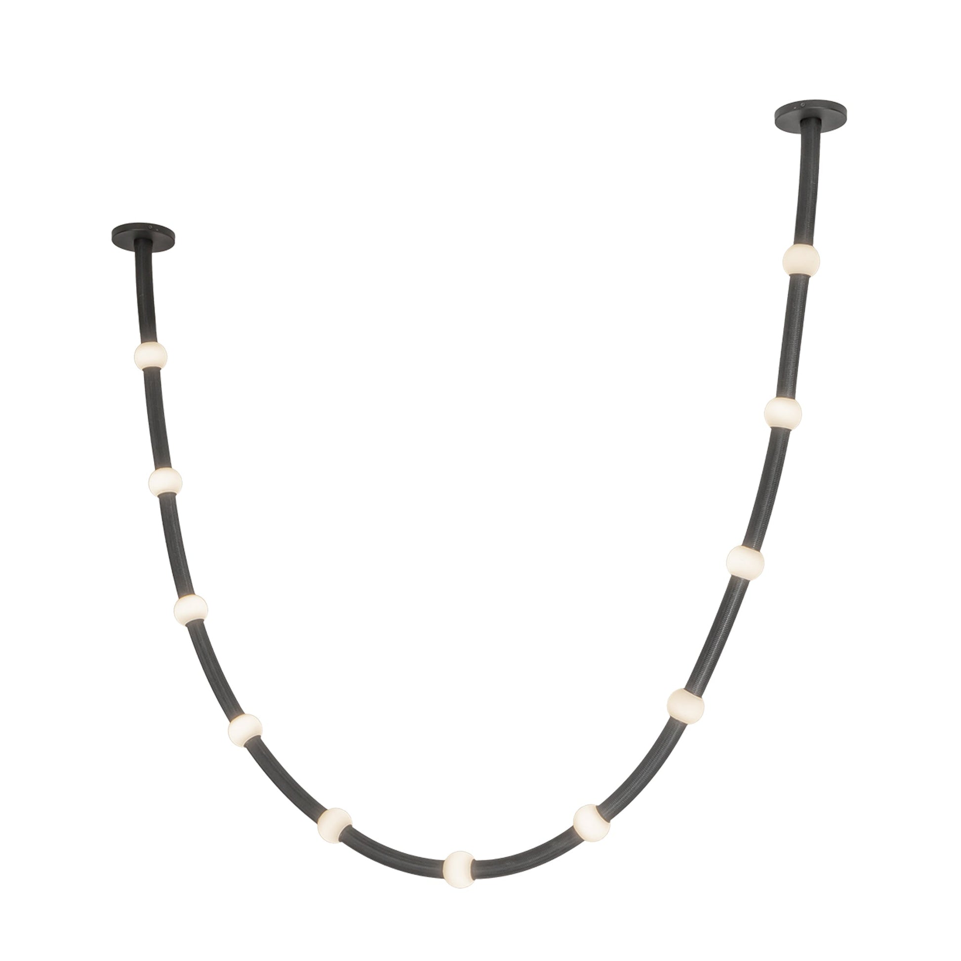 Kuzco Corda PD39310-BK/OP-UNV-010-RT Pendant, Adjustable Fabric Rope, Black/Opal Glass