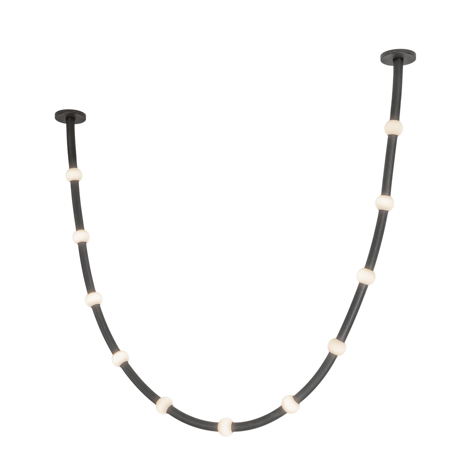 Kuzco Corda PD39310-BK/OP-UNV-010-RT Pendant, Adjustable Fabric Rope, Black/Opal Glass