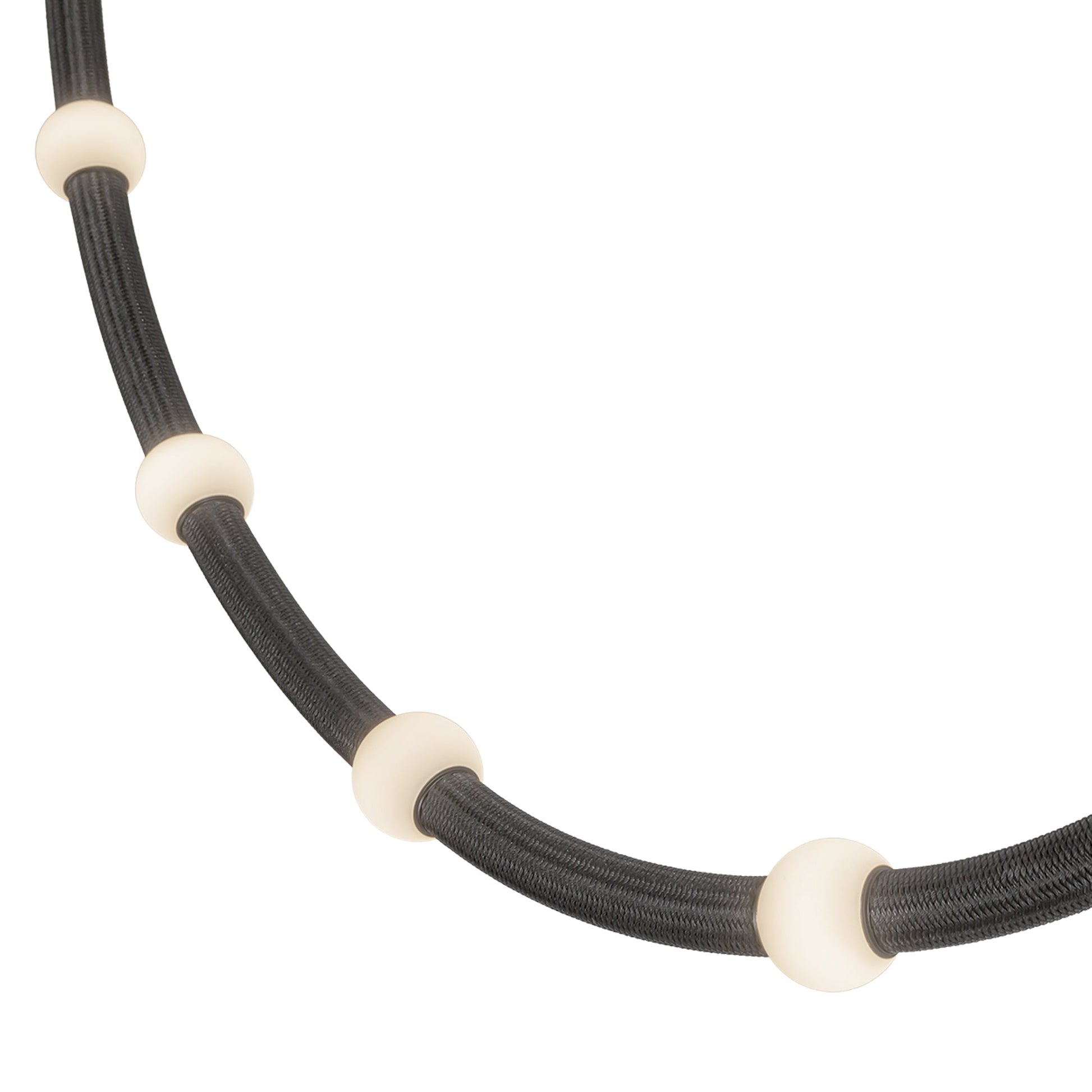 Kuzco Corda 10-ft Black/Opal Glass LED Pendant, Pendant, Adjustable Fabric Rope, Black/Opal Glass