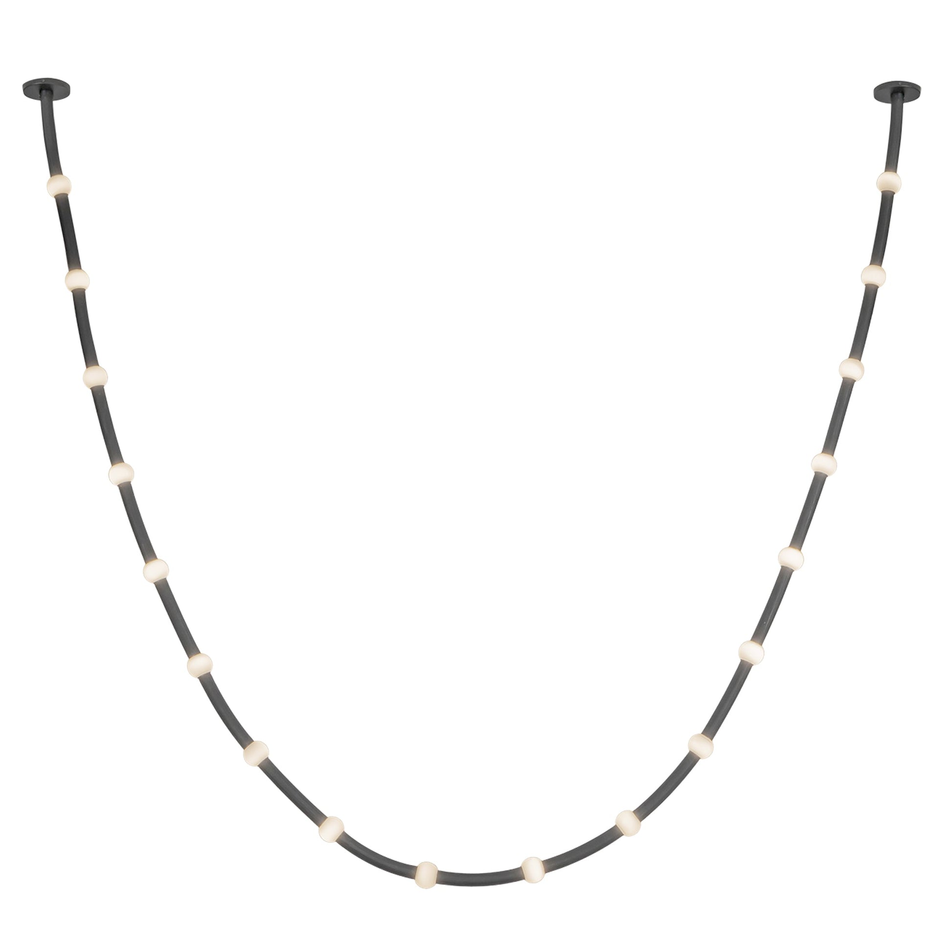 Kuzco Corda 17-ft Pendant, LED, Adjustable, Black/Opal Glass