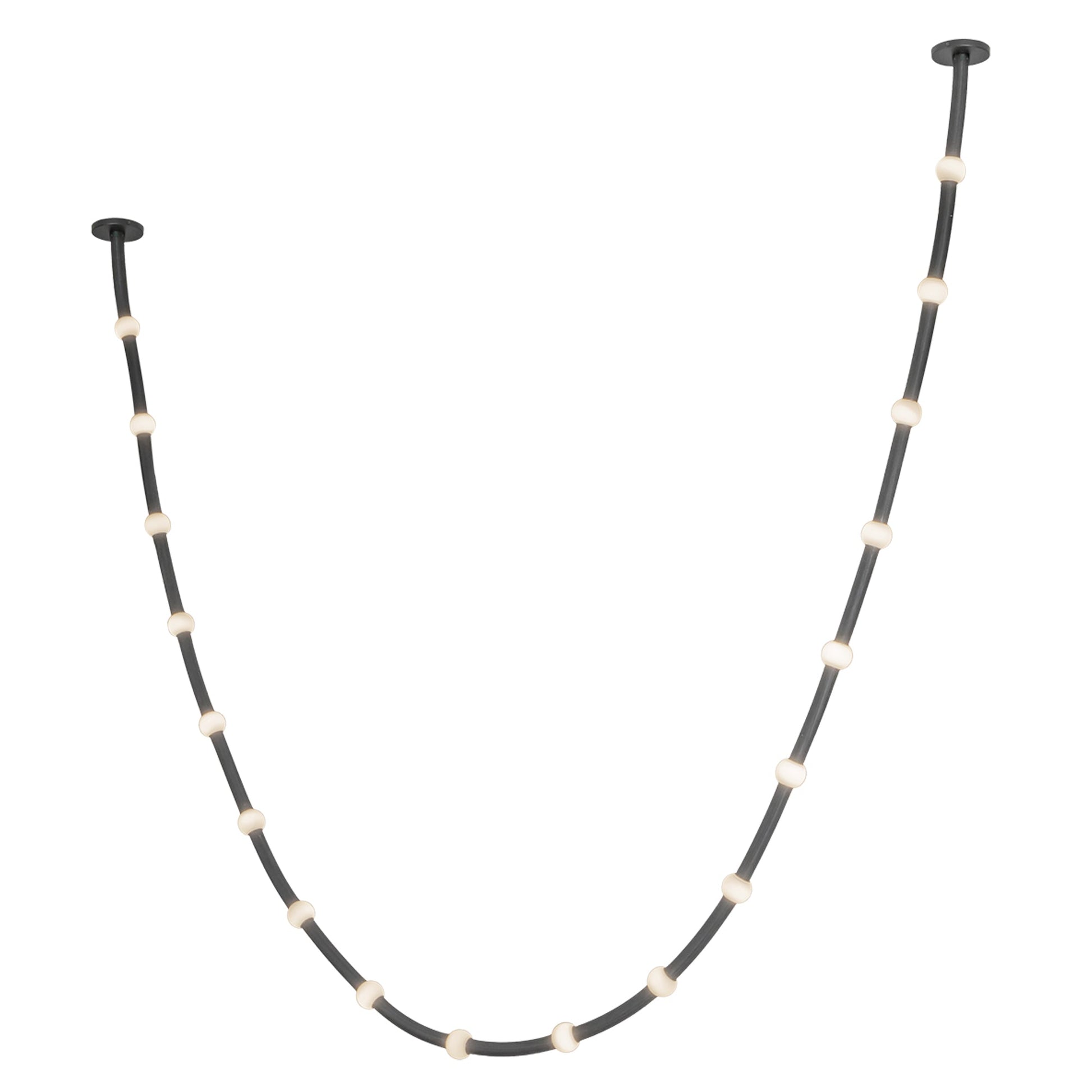 Kuzco Corda 17-ft Pendant, LED, Adjustable, Black/Opal Glass