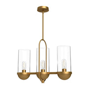 ALORA MOOD Lighting Cyrus LP539024AGCL Linear Pendant, 3 Lights, Aged Gold/Clear Glass