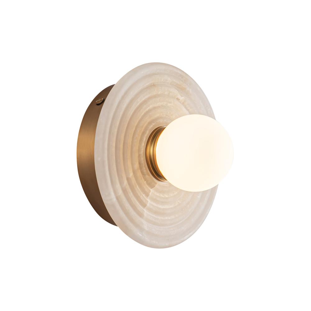 ALORA Lighting WV346006VBAR Vanity Light Fixture, UL Damp Rated, Vintage Brass/Alabaster