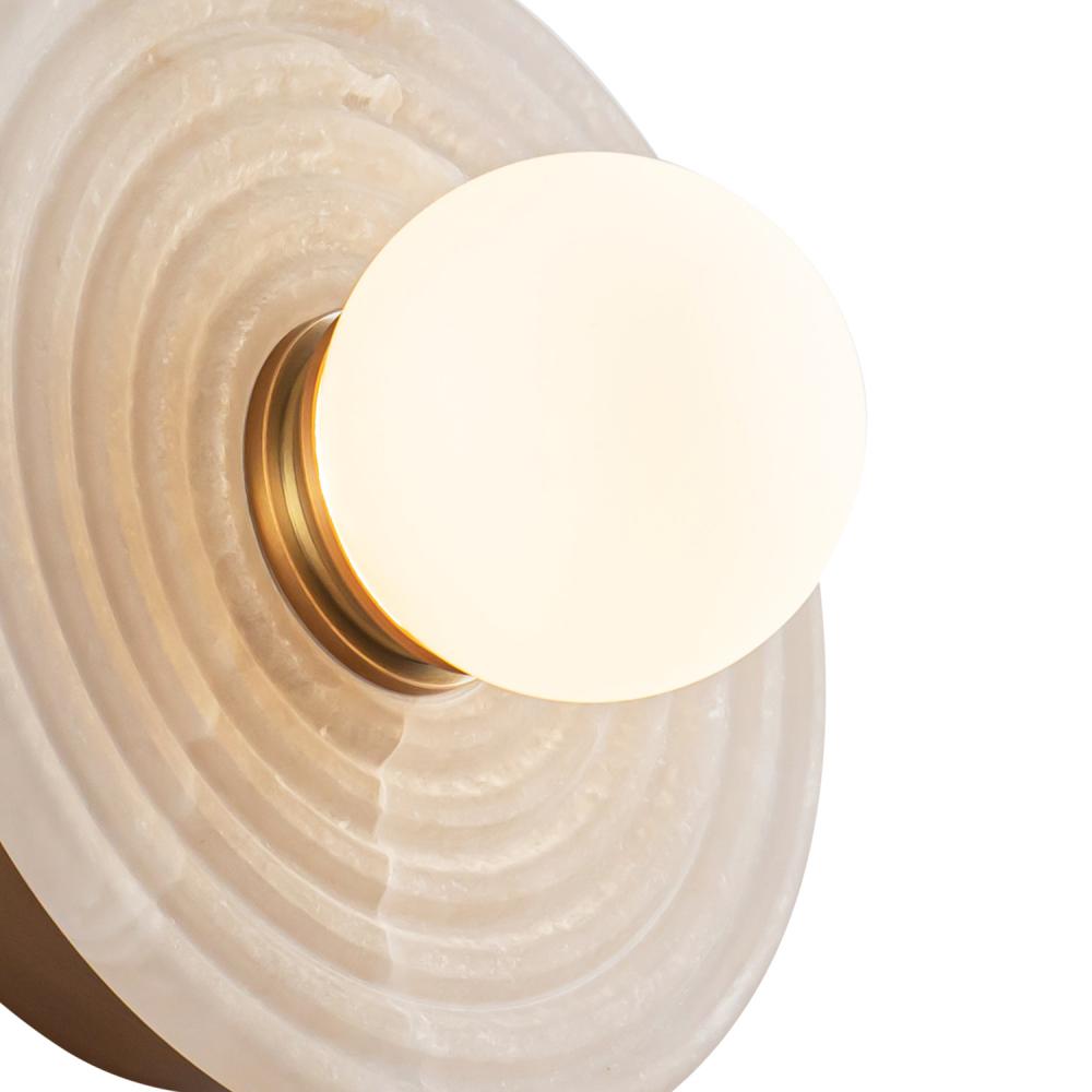 ALORA Lighting WV346006VBAR Vanity Light Fixture, UL Damp Rated, Vintage Brass/Alabaster
