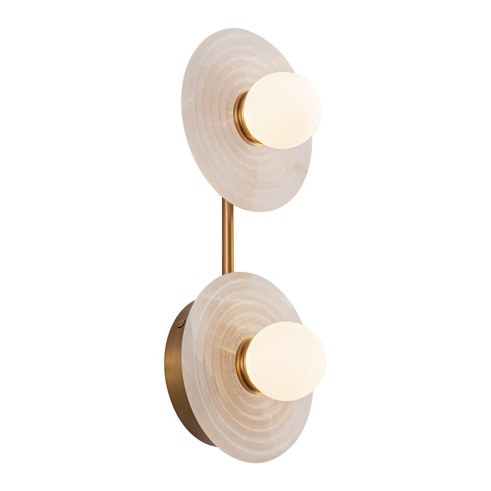 ALORA Lighting WV346214VBAR Vanity Light Fixture, UL Damp Rated, Vintage Brass/Alabaster