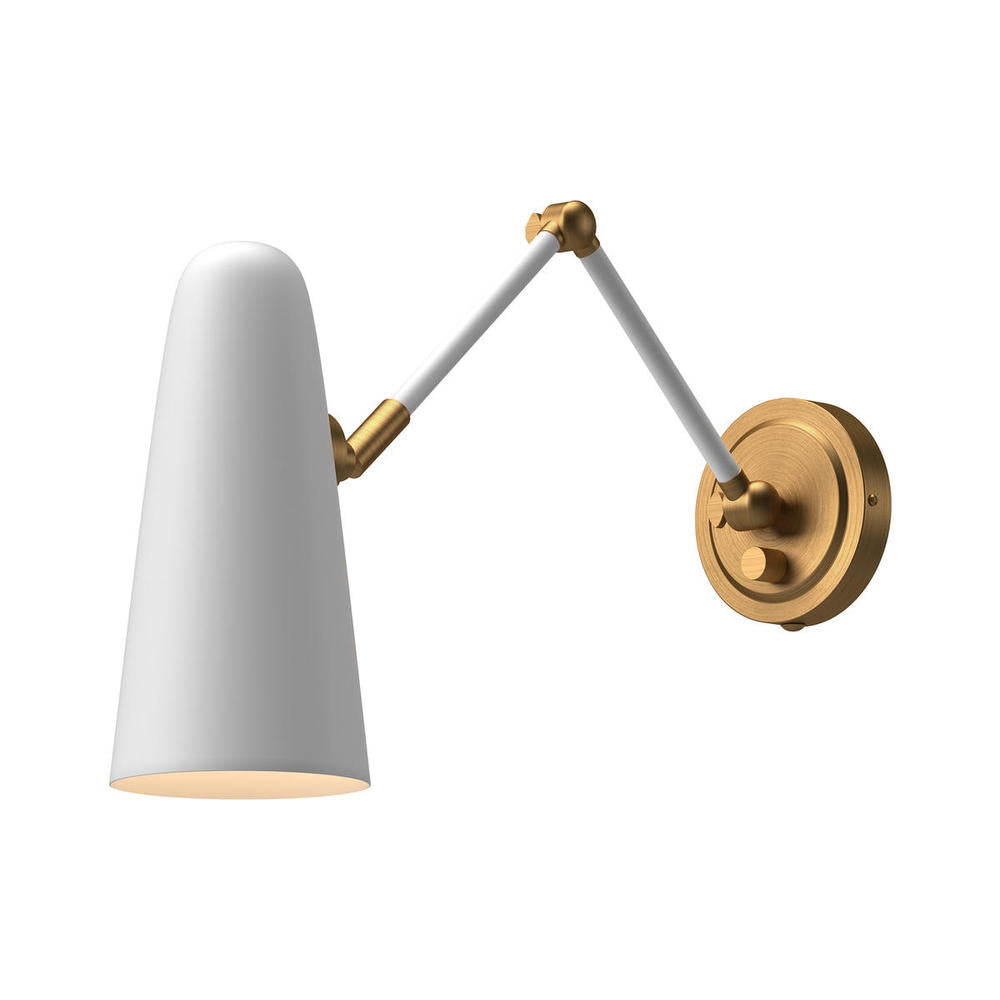 ALORA MOOD Lighting Daniel WV578925WHAG Wall Light Fixture, UL Damp Rated, Aged Gold/White