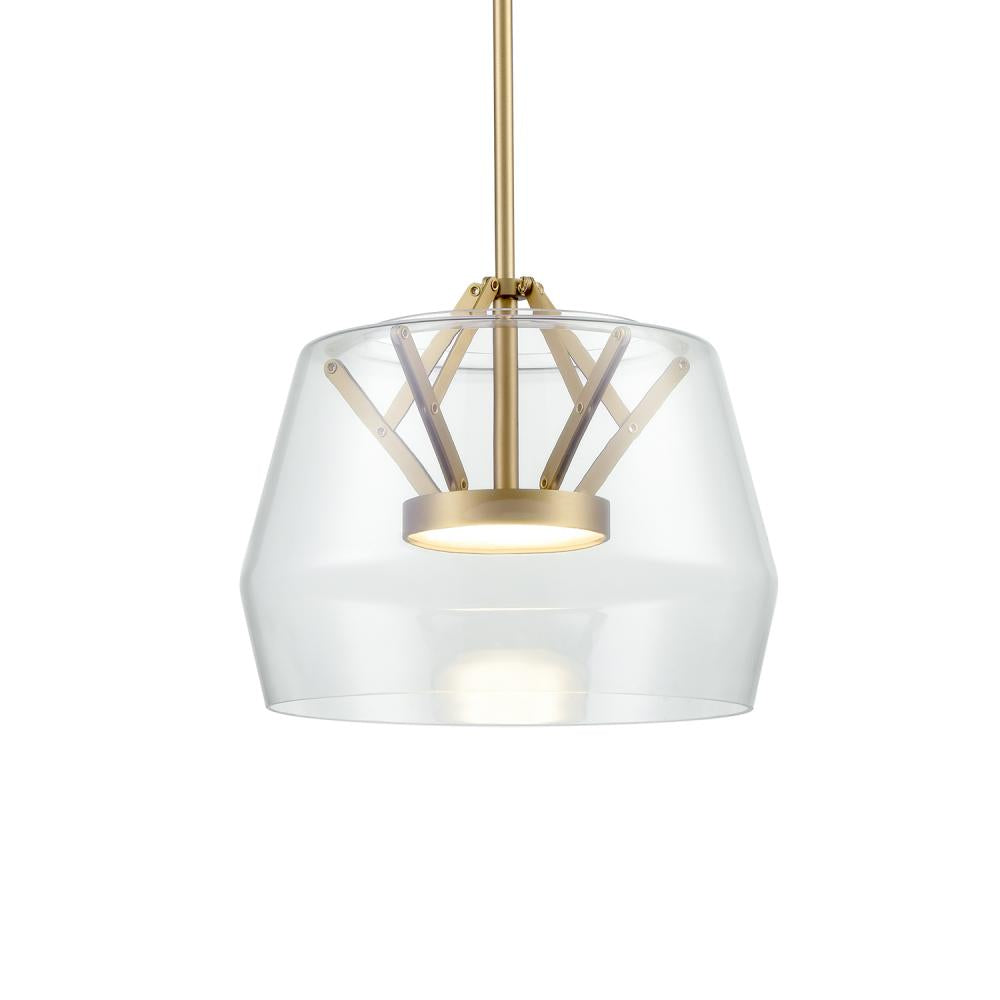 Kuzco Deco PD61412-CL/BG Pendant, 12-in, LED, Clear/Brushed Gold
