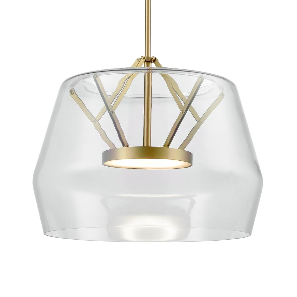 Kuzco Deco PD61418-CL/BG LED Pendant Light, UL Damp Rated, Clear/Brushed Gold