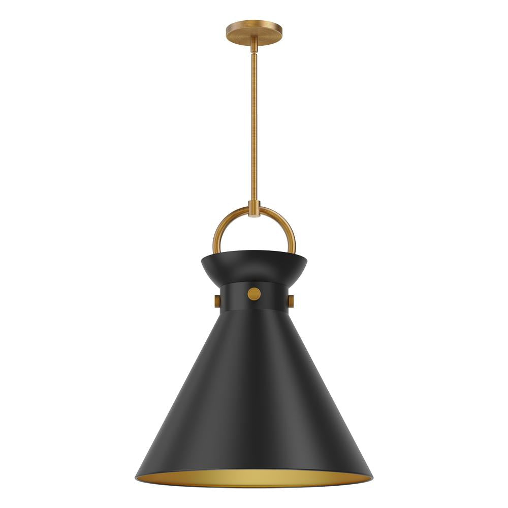 ALORA MOOD Emerson 18-in Pendant Light Fixture, UL Damp Rated, Aged Gold/Matte Black