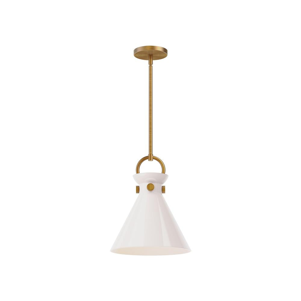 ALORA MOOD Lighting Emerson PD412511AGGO Pendant, 1 Light, Aged Gold/Glossy Opal Glass
