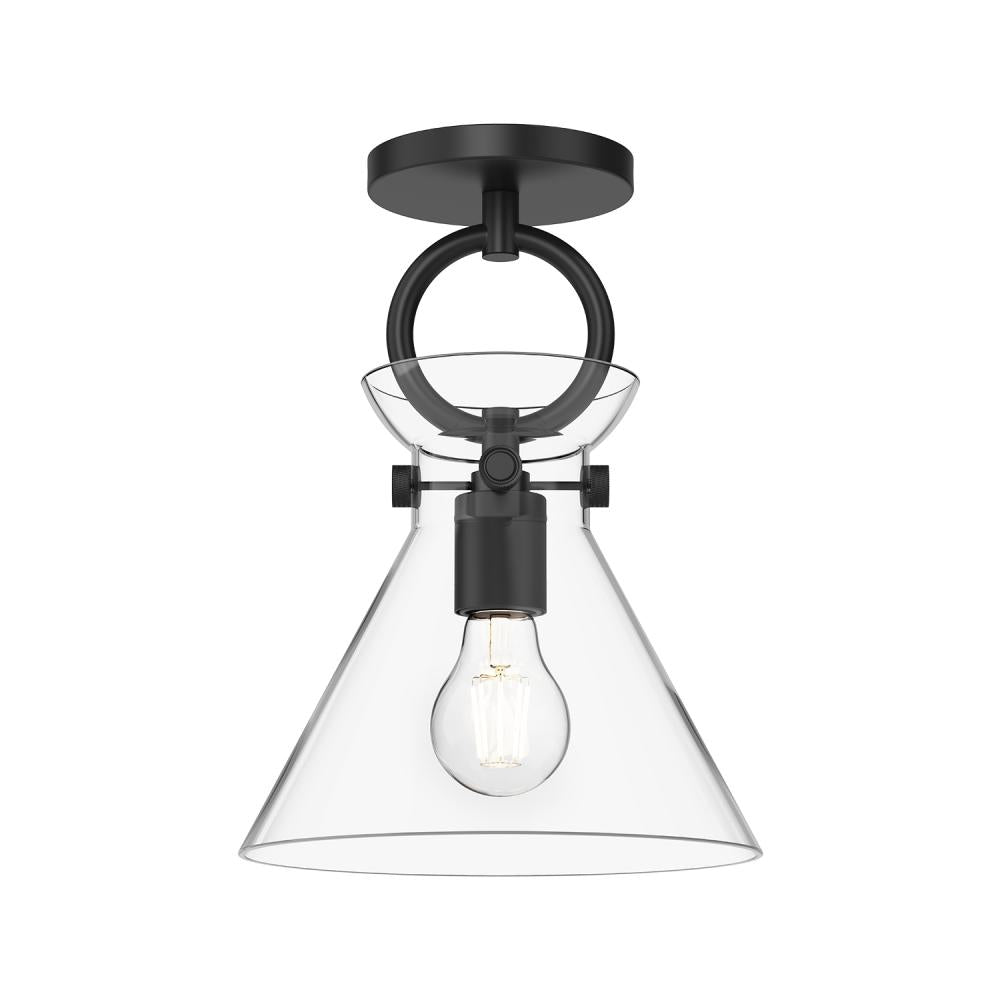 ALORA MOOD Lighting Emerson SF412509MBCL Semi Flush Mount, UL Damp Rated, Matte Black/Clear Glass
