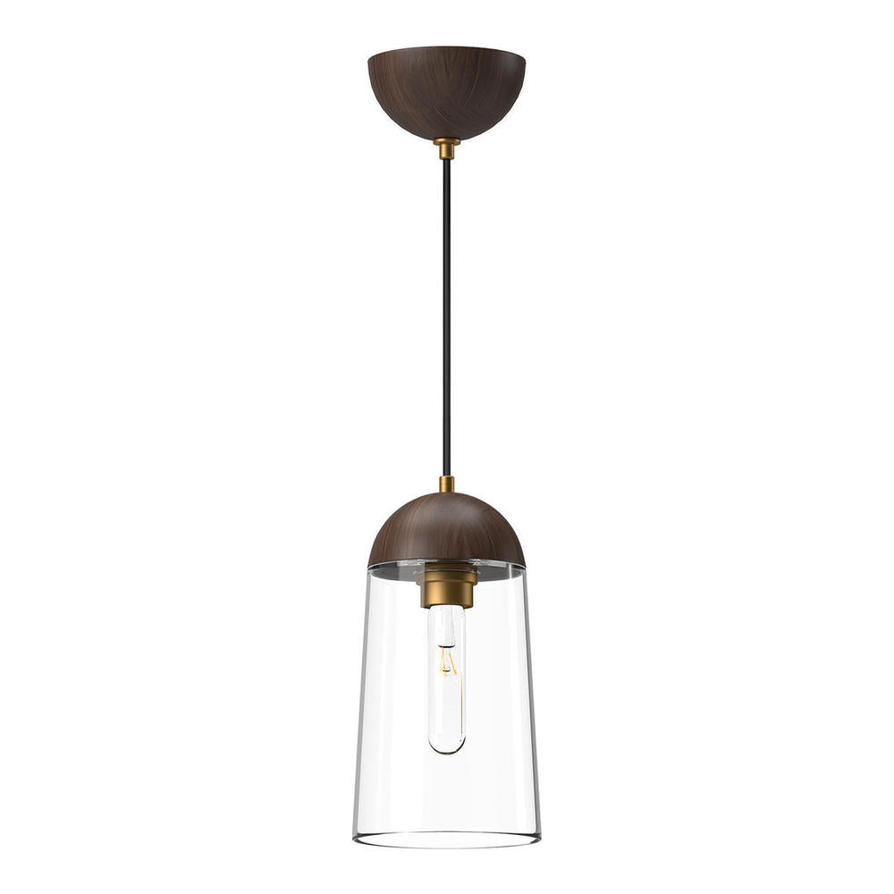 ALORA MOOD Lighting Emil PD542207AGWT Pendant, 1 Light, Aged Gold/Walnut