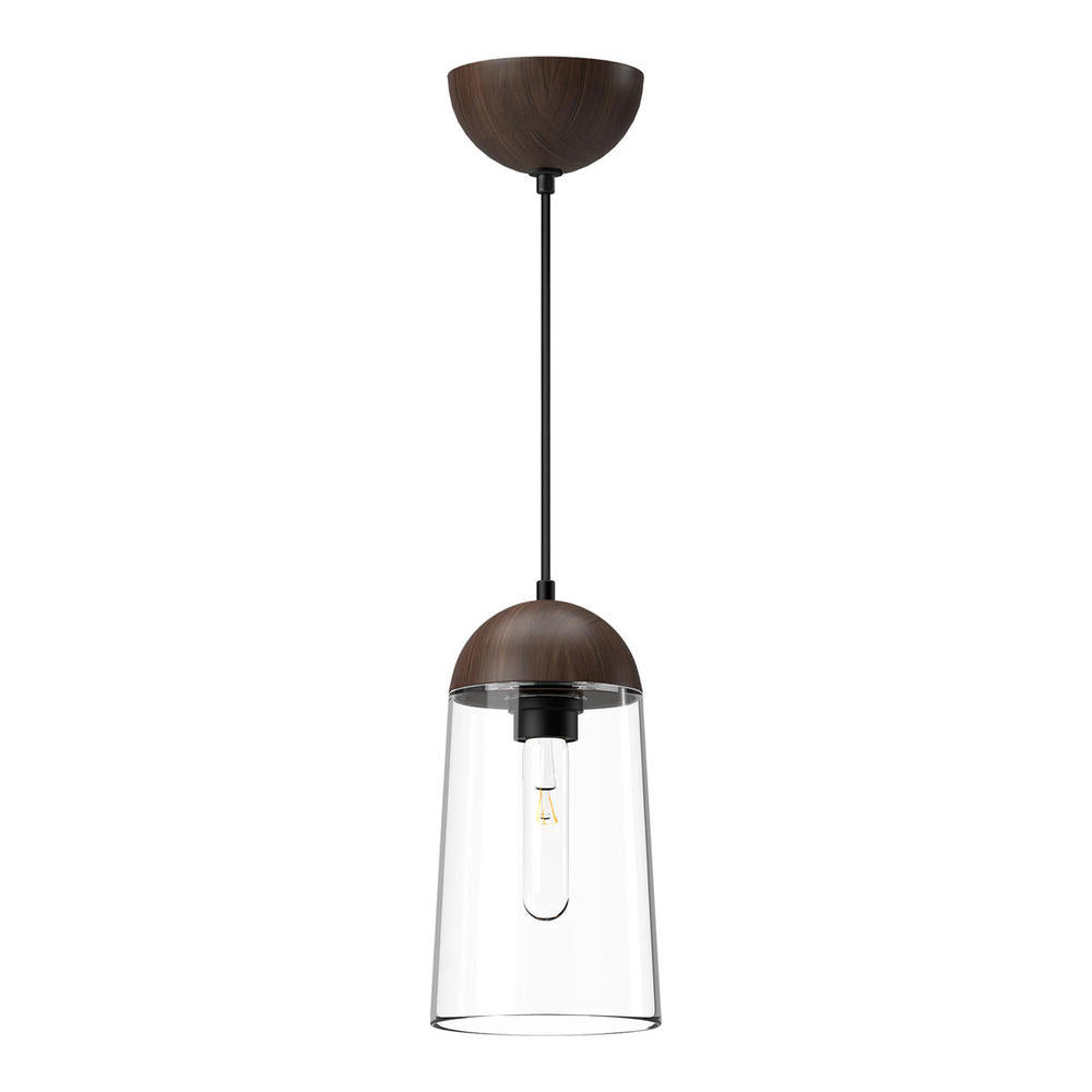 ALORA MOOD Lighting PD542207MBWT Pendant Light Fixture, UL Damp Rated, Matte Black/Walnut