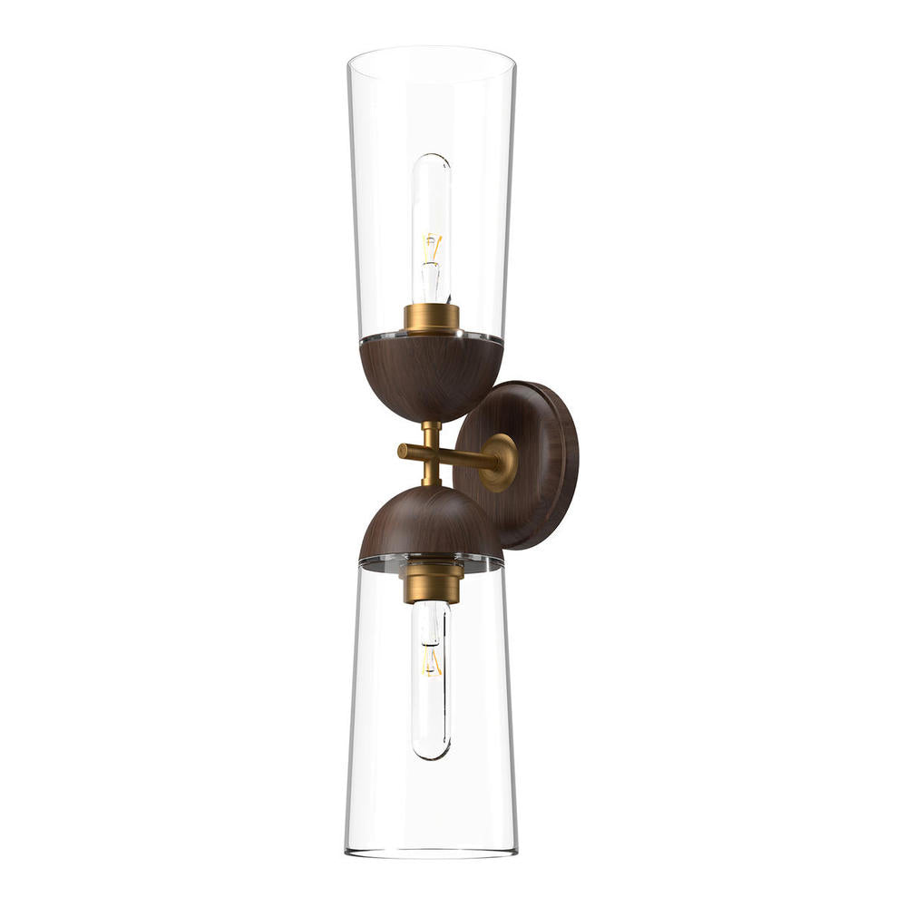 Alora Mood Lighting Emil WV542226AGWT Wall/Vanity Lights, Aged Gold/Walnut