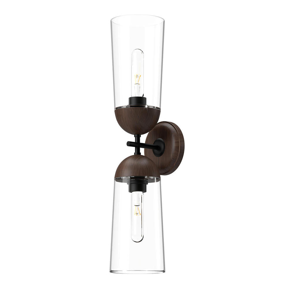 ALORA MOOD Lighting WV542226MBWT Wall/Vanity Light Fixture, UL Damp Rated, Matte Black/Walnut