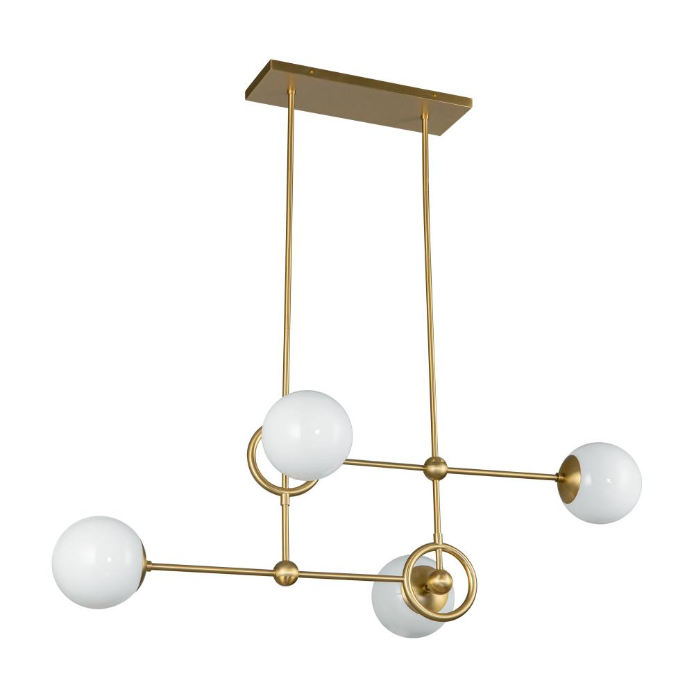 Alora Mood Lighting CH407342BGGO Fiore 42-in Chandelier, 4 Lights, Brushed Gold/Glossy Opal Glass