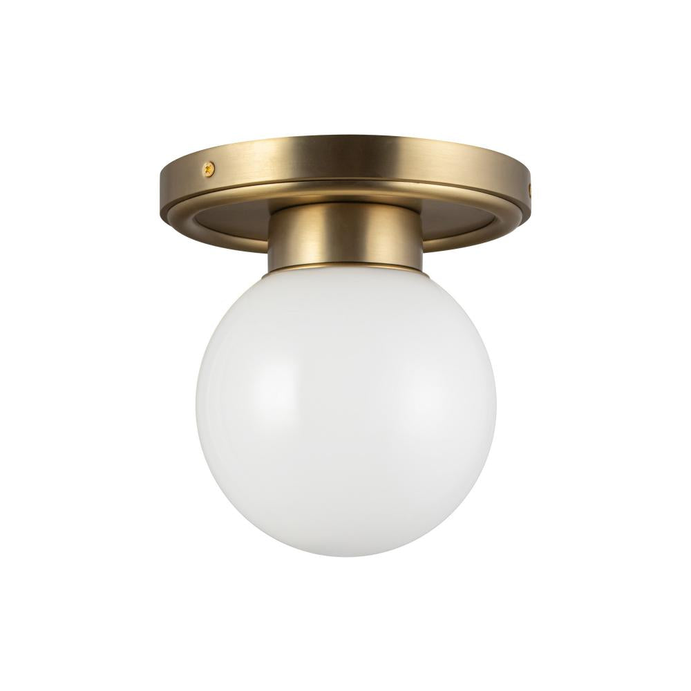 ALORA MOOD Lighting Fiore 6-in Semi-Flush Mount Fixture, UL Damp Rated, Brushed Gold/Glossy Opal Glass