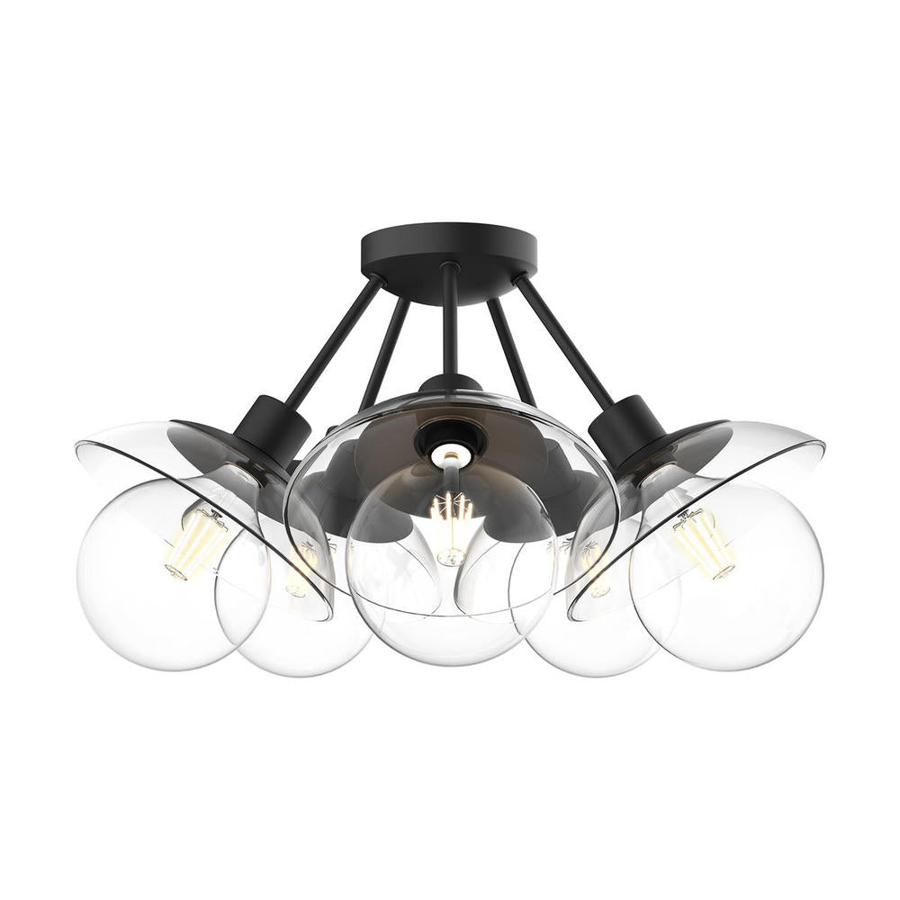ALORA MOOD Francesca SF517220MBCL Semi Flush Mount, UL Damp Rated, Clear Glass/Matte Black