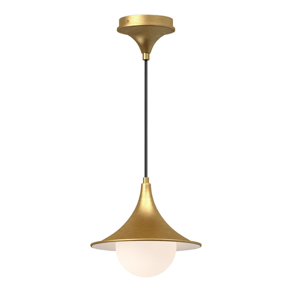 ALORA MOOD Lighting PD525009BGOP Pendant Light Fixture, UL Damp Rated, Brushed Gold/Opal Matte Glass