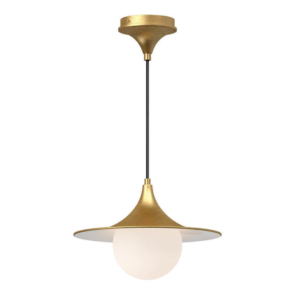 Alora Mood Fuji PD525113BGOP Pendant Light Fixture, UL Damp Rated, Brushed Gold/Opal Matte Glass