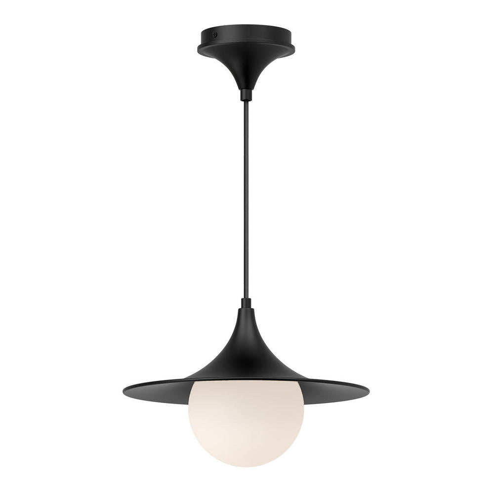 ALORA MOOD Lighting PD525113MBOP Pendant, 1 Light, Matte Black/Opal Matte Glass