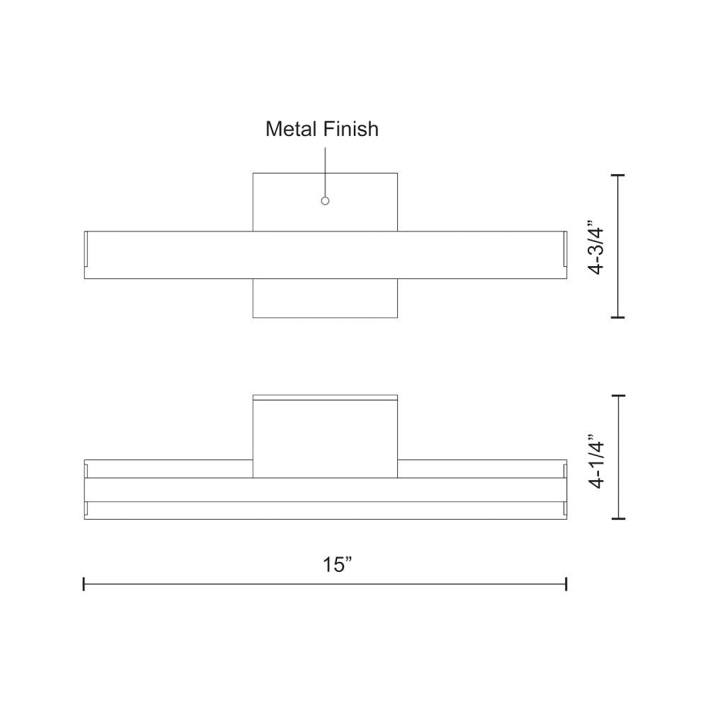 Kuzco WS10415-BK Galleria 15-in Black LED Wall Sconce, UL Damp Rated, Black