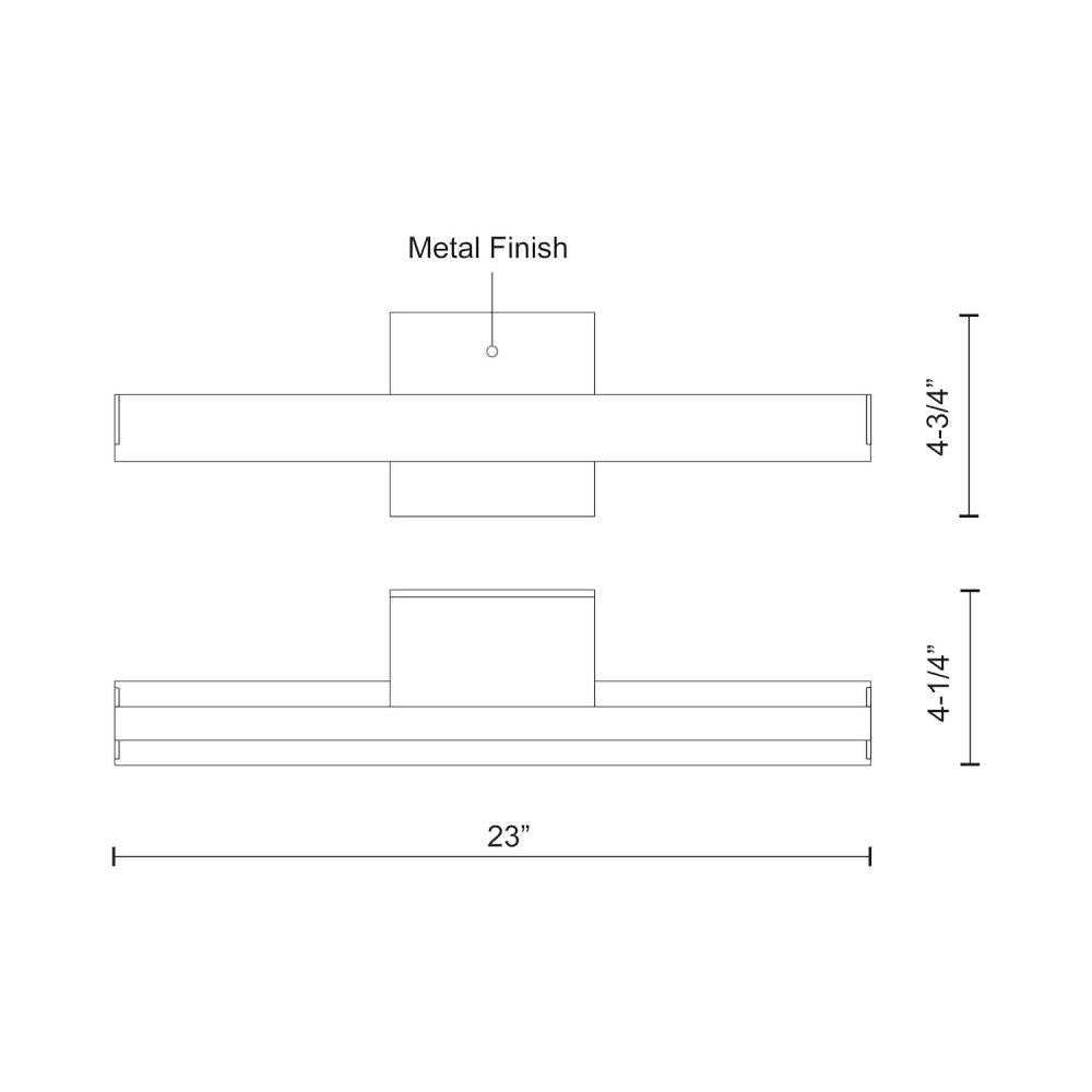 Kuzco WS10423-BK Wall Sconce, 23-in Black LED, Aluminum Backplate